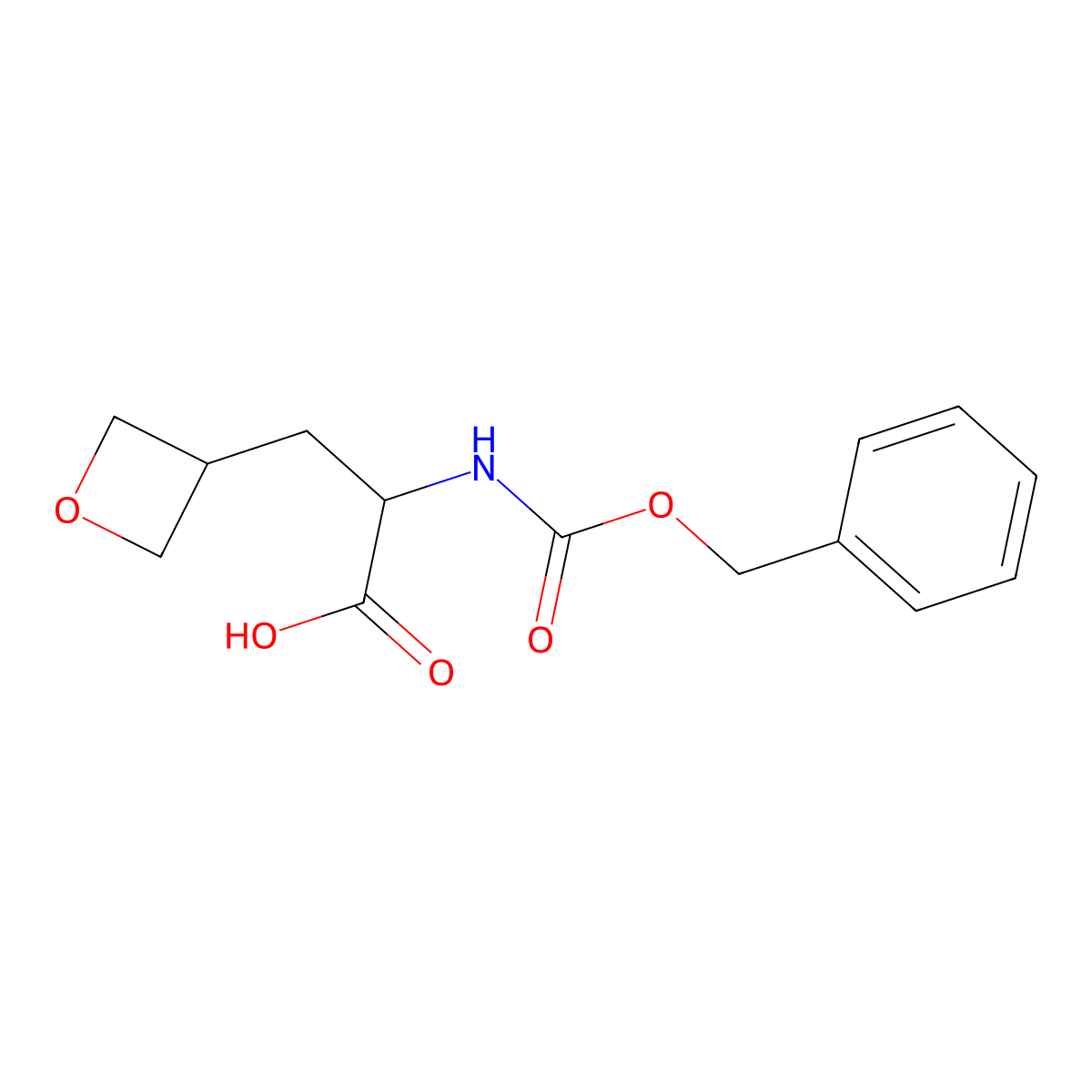 (2R)-2-{[(benzyloxy)carbonyl]amino}-3-(oxetan-3-yl)propanoic acid molecular structure, CAS 1374972-33-4