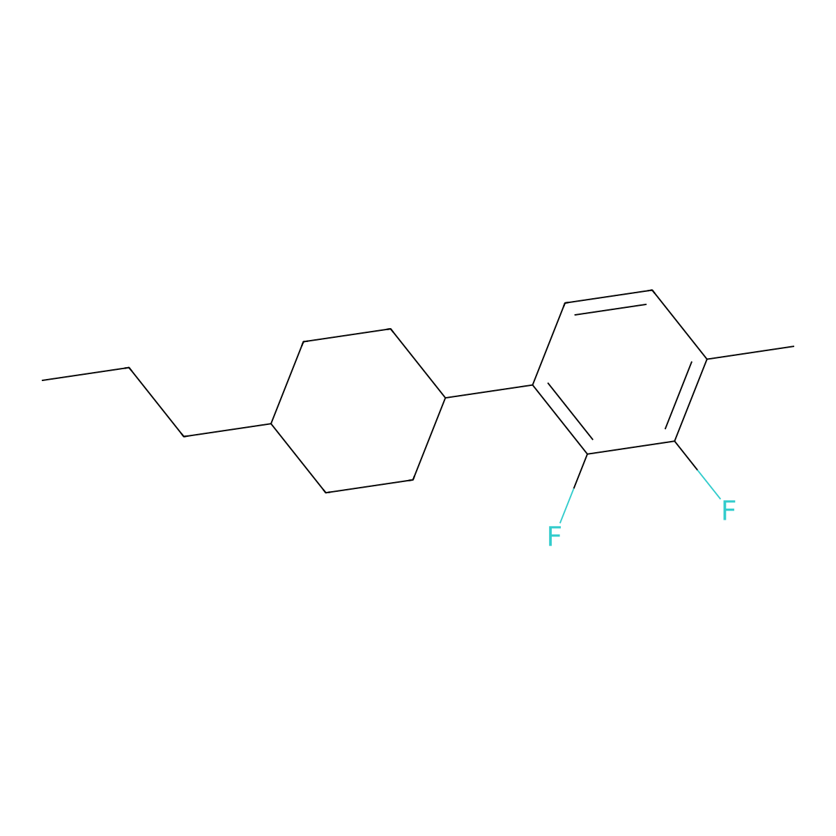2,3-Difluoro-1-methyl-4-(trans-4-propylcyclohexyl)benzene molecular structure, CAS 1374975-29-7