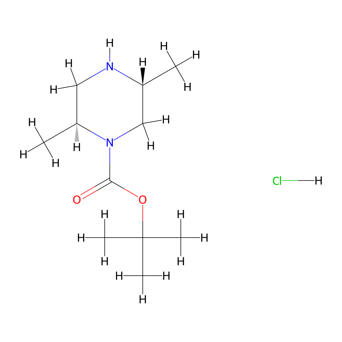 (2S,5R)-1-Boc-2,5-dimethylpiperazine hydrochloride molecular structure, CAS 1374975-96-8