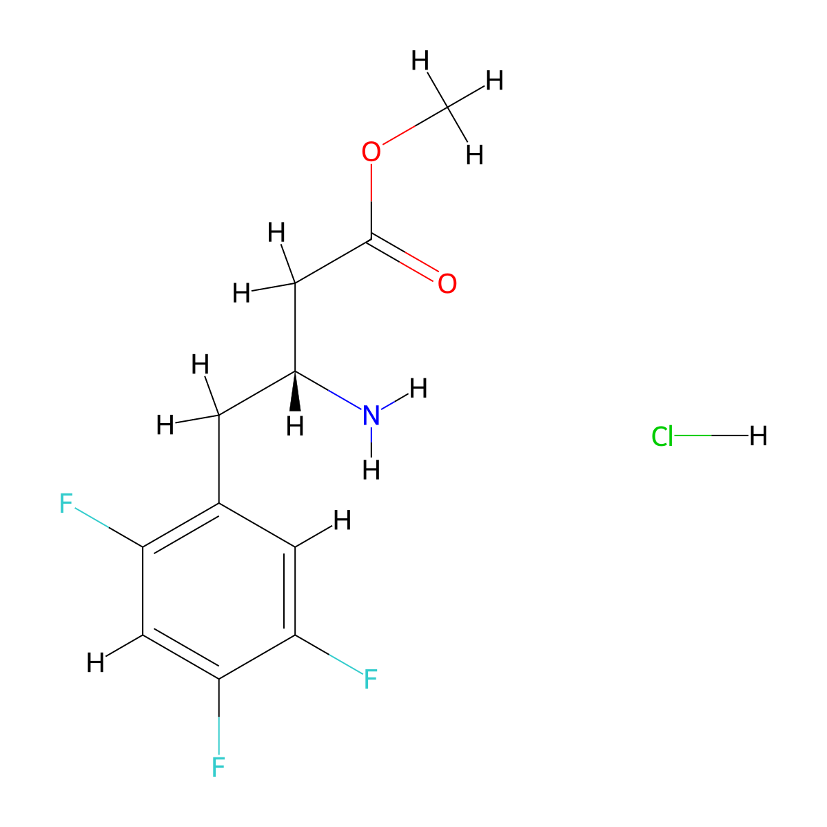 (R)-Methyl 3-amino-4-(2,4,5-trifluorophenyl)butanoate hydrochloride molecular structure, CAS 1374985-05-3