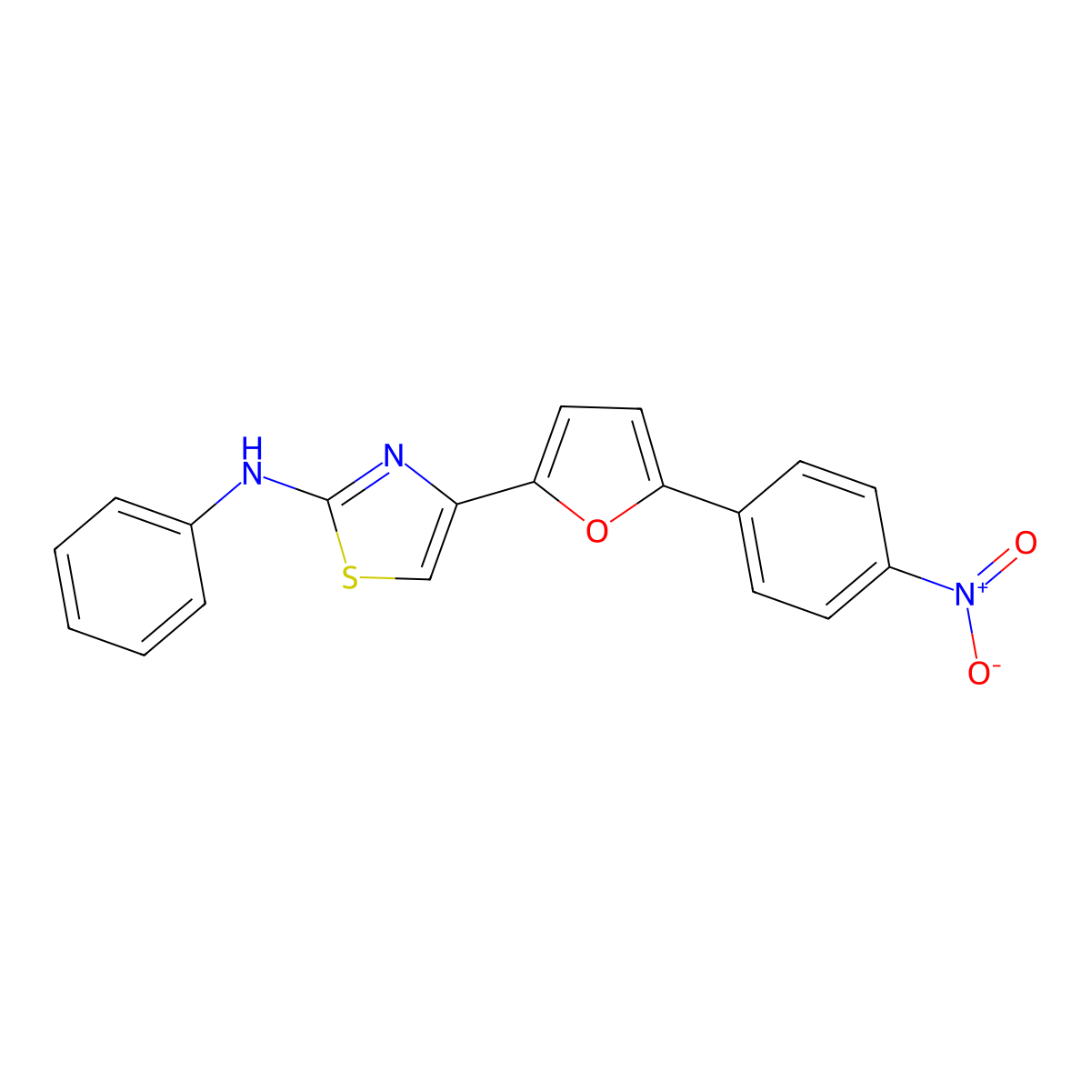 4-[5-(4-nitrophenyl)furan-2-yl]-N-phenyl-1,3-thiazol-2-amine molecular structure, CAS 137503-47-0