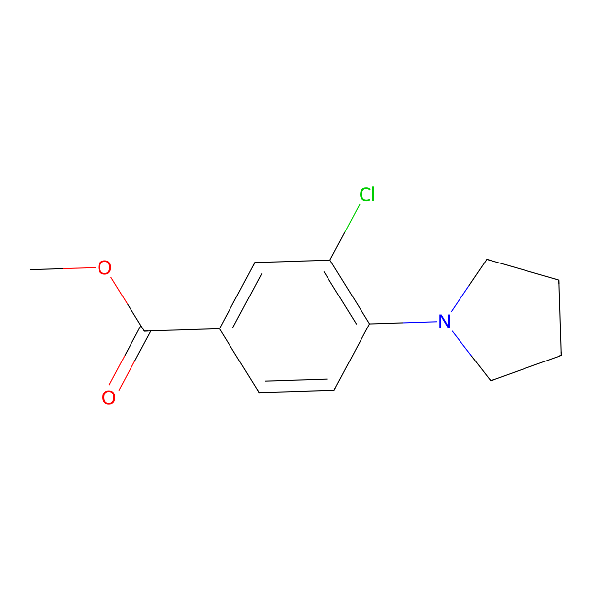 Methyl 3-Chloro-4-(1-pyrrolidinyl)benzoate molecular structure, CAS 1375064-50-8