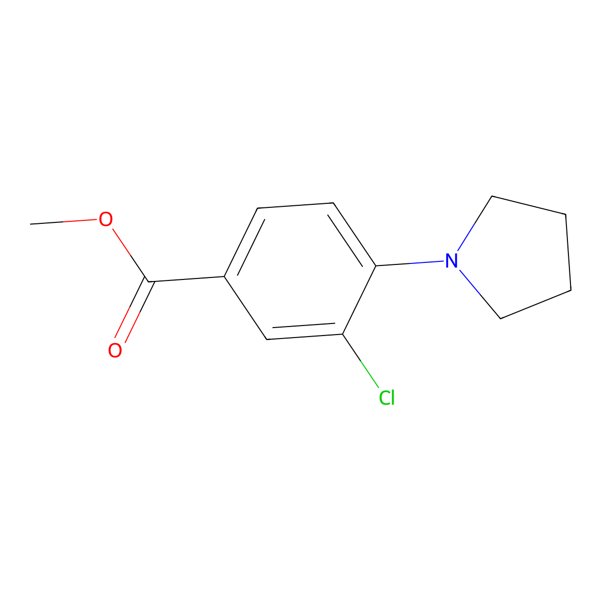Methyl 3-Chloro-4-(1-pyrrolidinyl)benzoate molecular structure, CAS 1375064-50-8