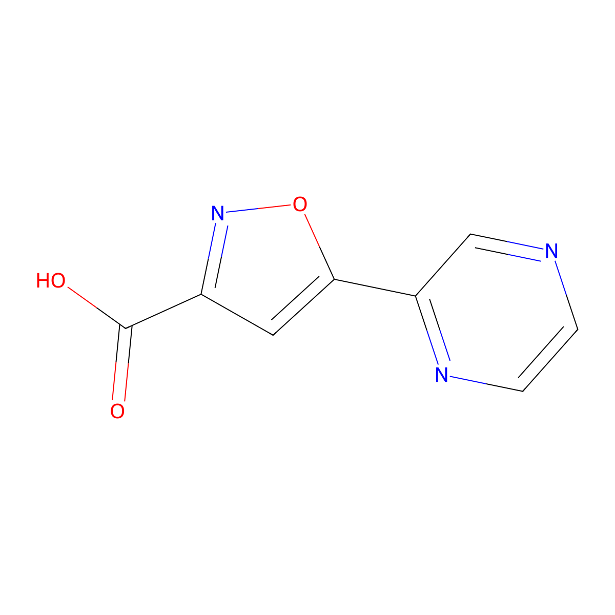 5-(2-Pyrazinyl)isoxazole-3-carboxylic Acid molecular structure, CAS 1375064-55-3