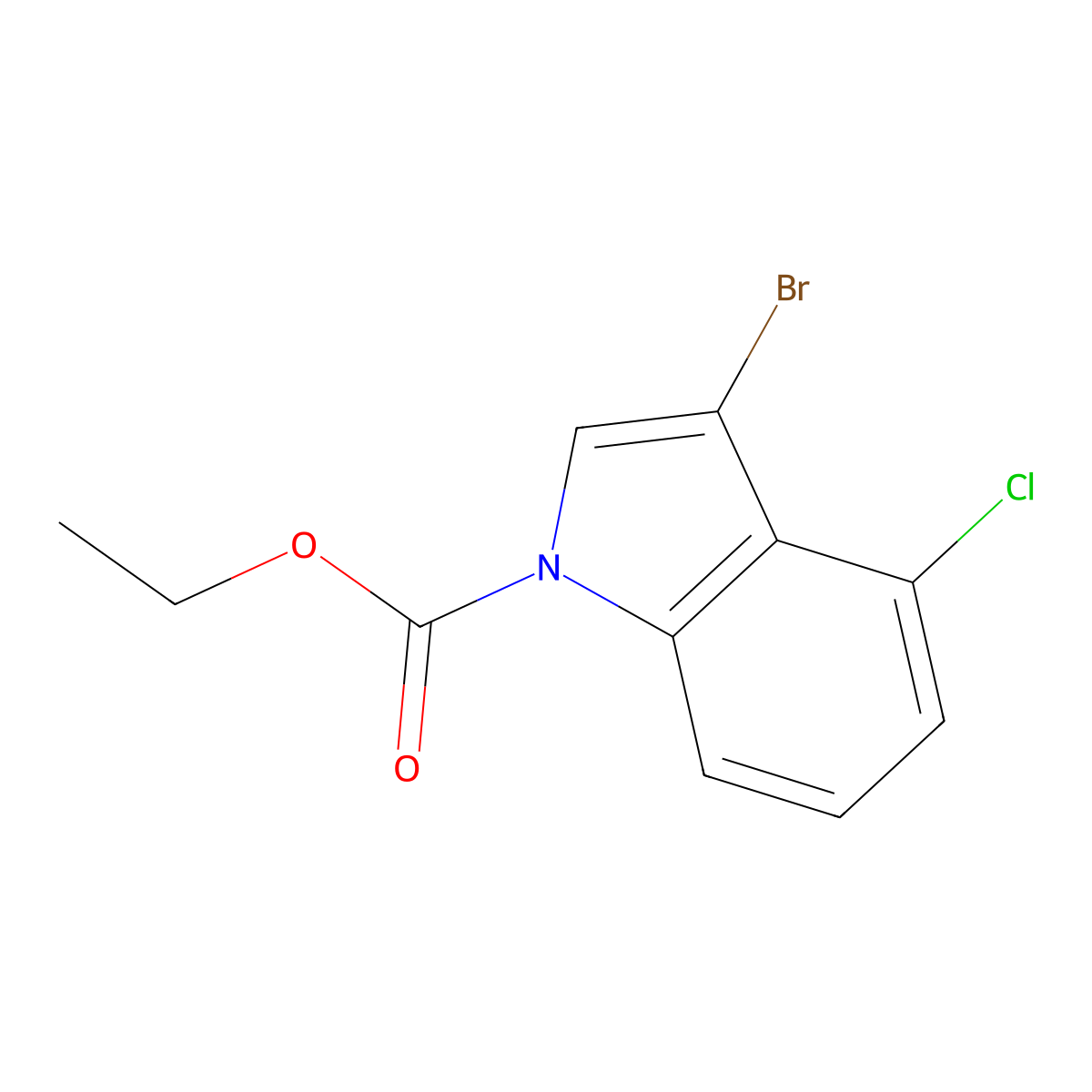 Ethyl 3-Bromo-4-chloroindole-1-carboxylate molecular structure, CAS 1375064-58-6