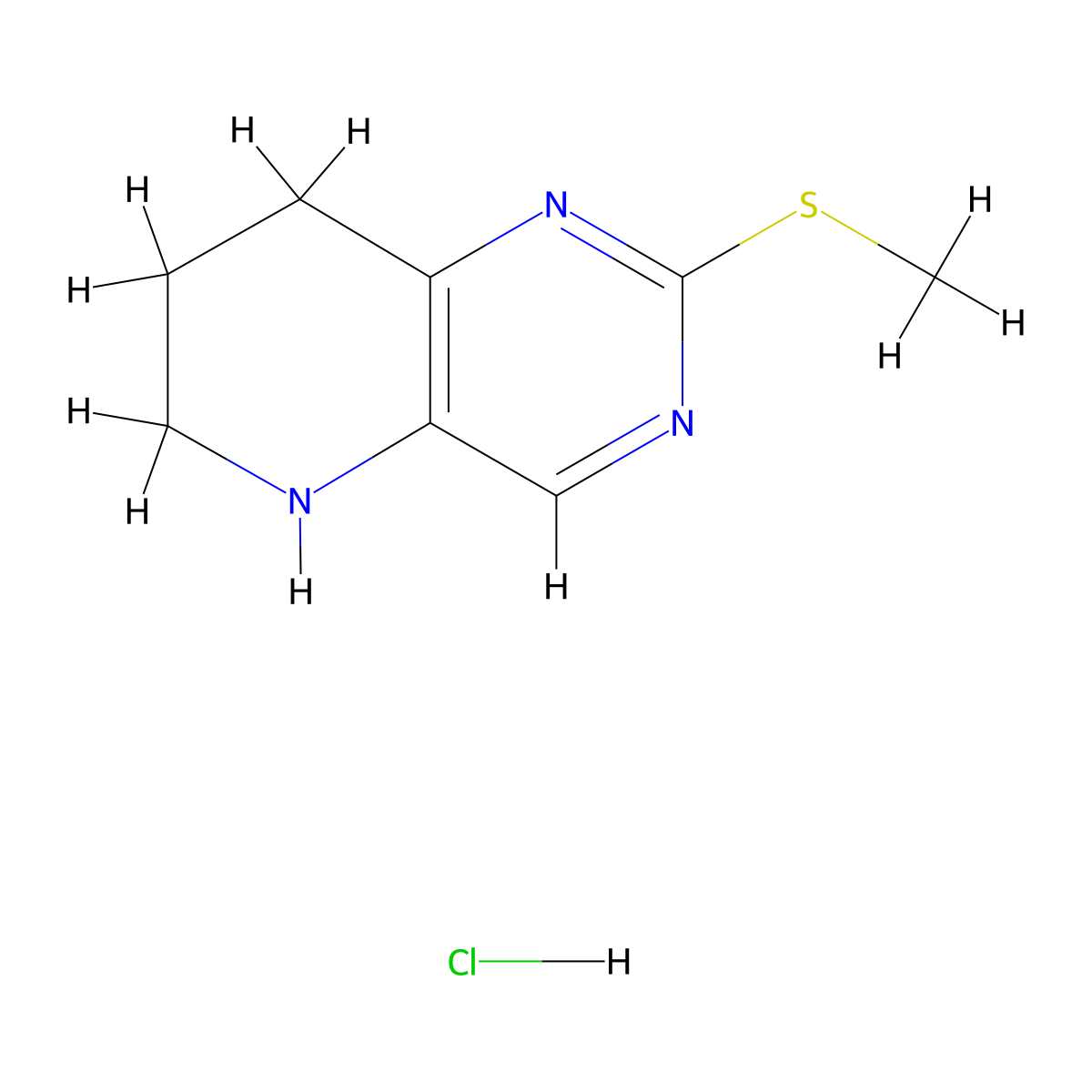 2-(Methylthio)-5,6,7,8-tetrahydropyrido[3,2-d]pyrimidine Hydrochloride molecular structure, CAS 1375064-63-3