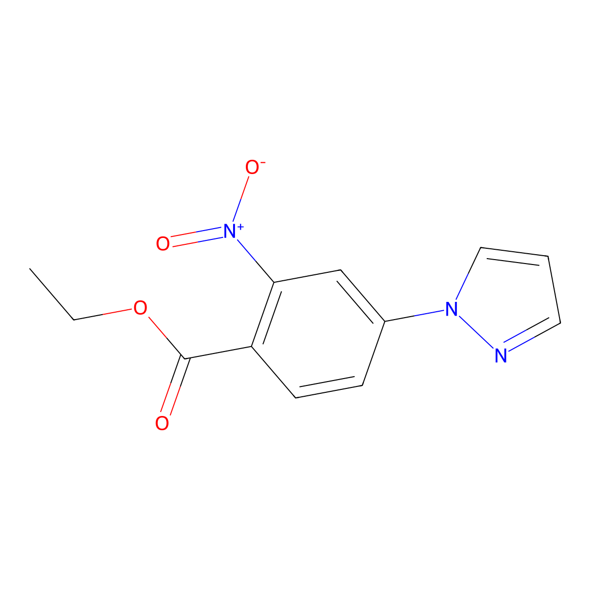 Ethyl 2-Nitro-4-(1-pyrazolyl)benzoate molecular structure, CAS 1375064-66-6