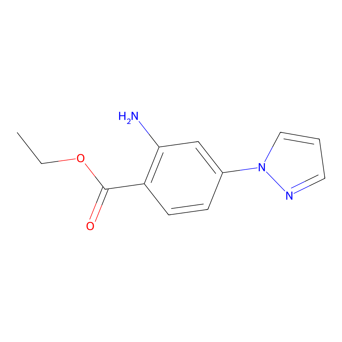Ethyl 2-Amino-4-(1-pyrazolyl)benzoate molecular structure, CAS 1375064-68-8