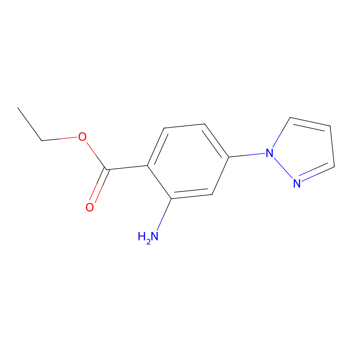 Ethyl 2-Amino-4-(1-pyrazolyl)benzoate molecular structure, CAS 1375064-68-8