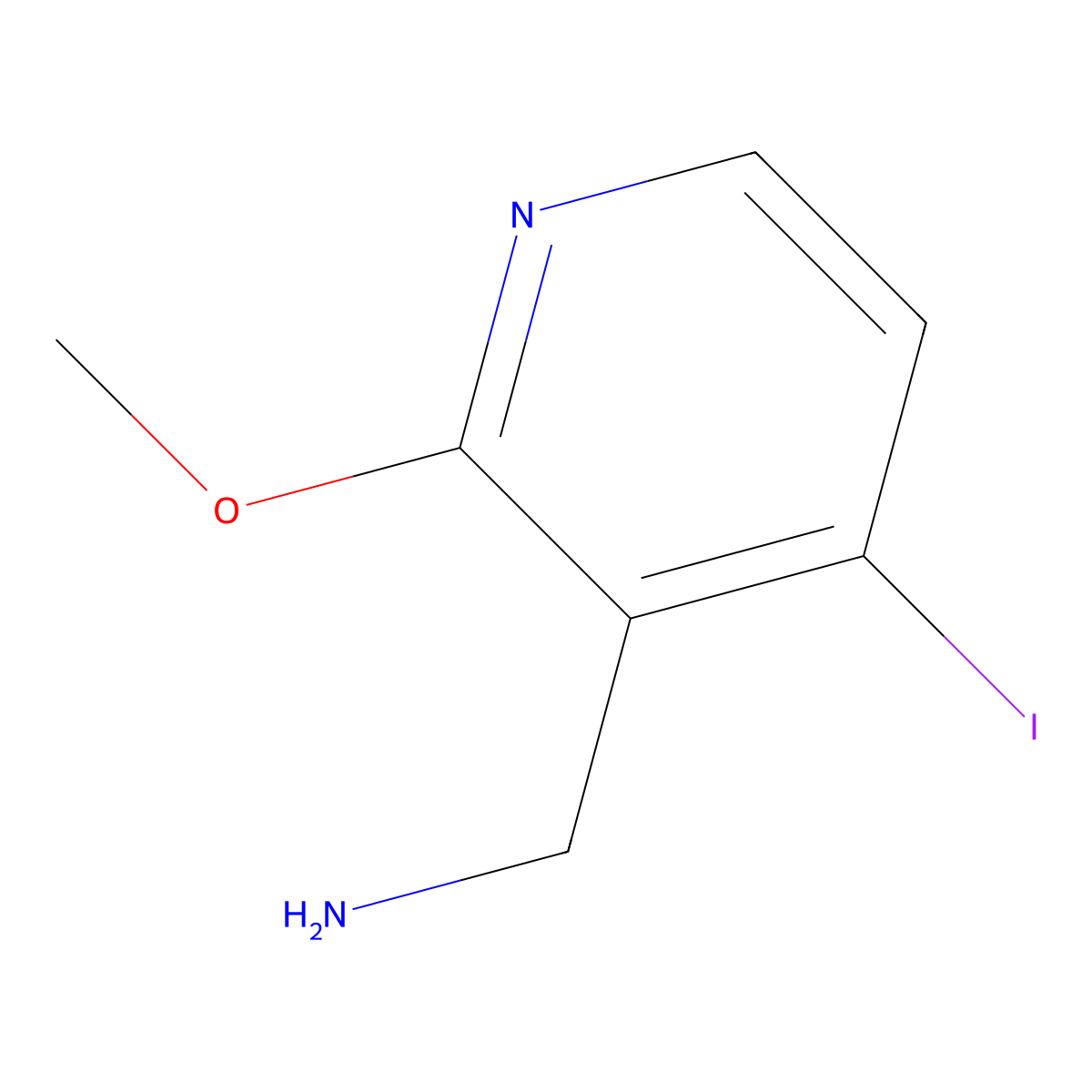 (4-Iodo-2-methoxypyridin-3-yl)methanamine molecular structure, CAS 1375064-72-4