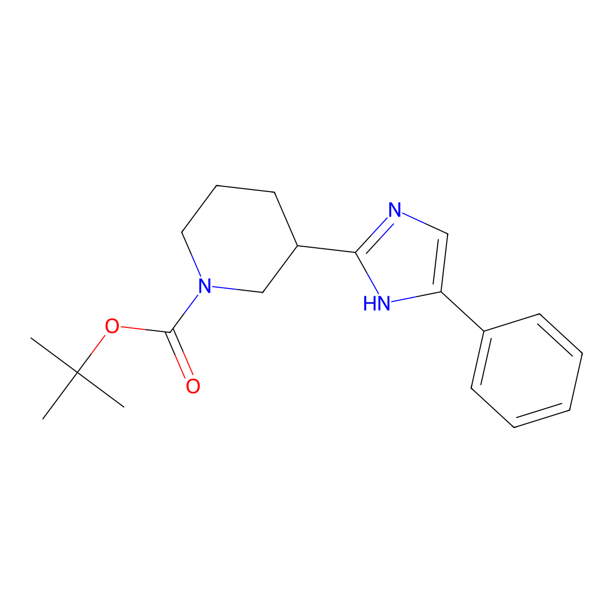 tert-Butyl 3-(4-phenyl-1H-imidazol-2-yl)piperidine-1-carboxylate molecular structure, CAS 1375065-75-0