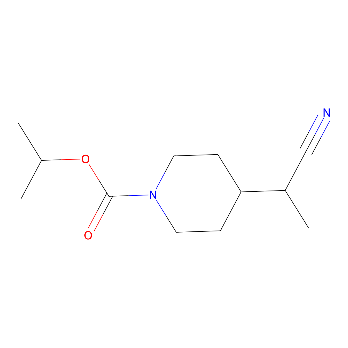 Isopropyl 4-(1-cyanoethyl)piperidine-1-carboxylate molecular structure, CAS 1375065-78-3