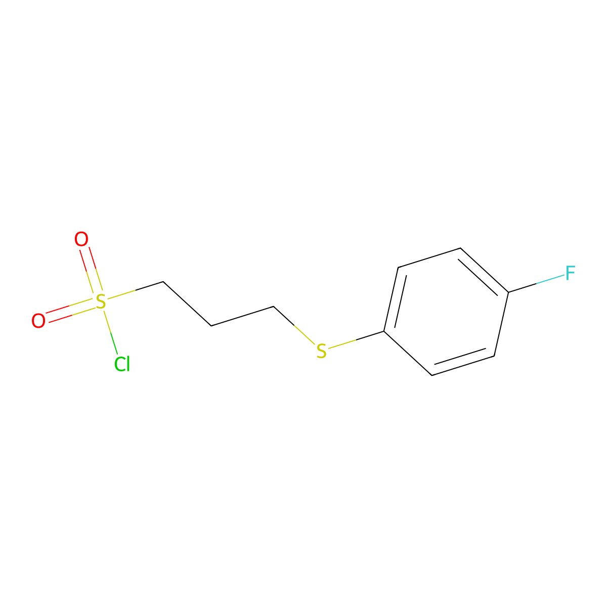 3-[(4-Fluorophenyl)sulfanyl]propane-1-sulfonyl chloride molecular structure, CAS 1375066-98-0