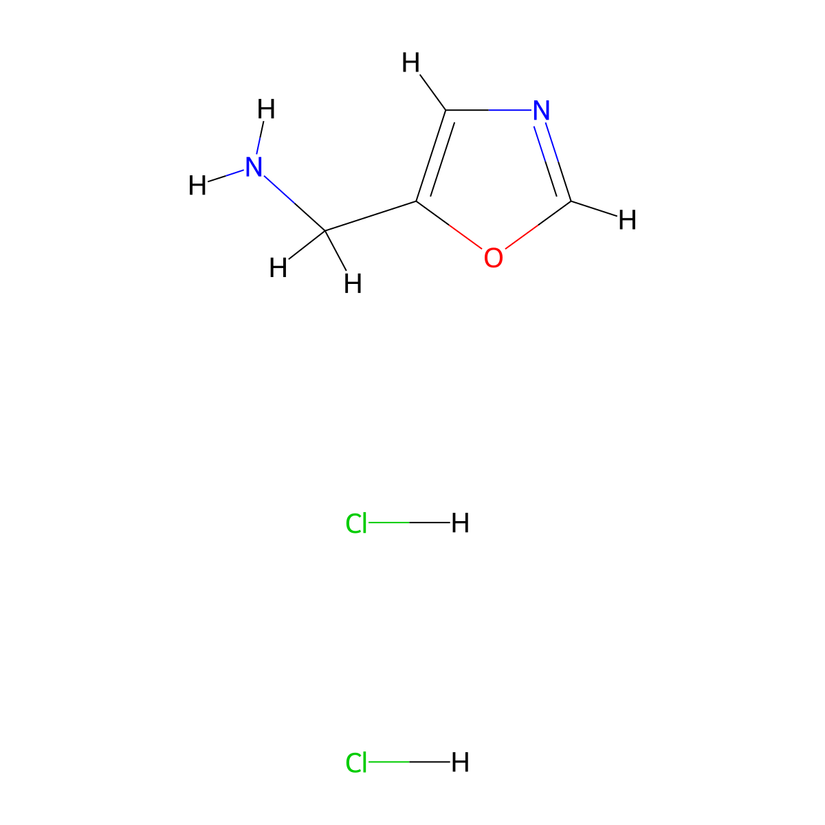 (1,3-Oxazol-5-yl)methanamine dihydrochloride molecular structure, CAS 1375068-54-4
