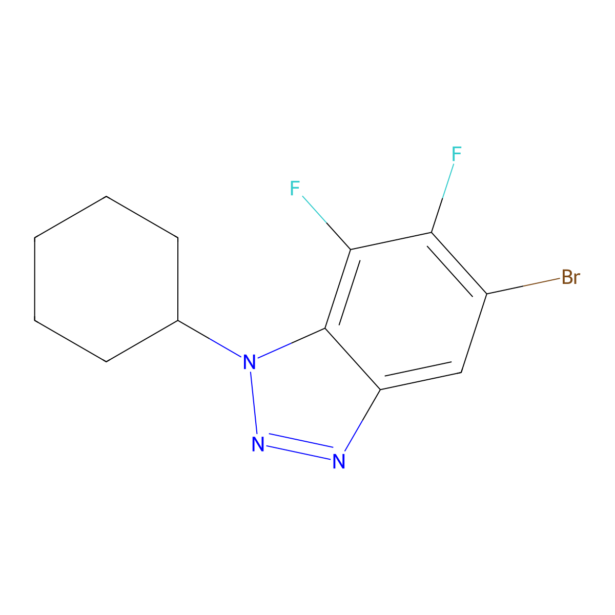 5-Bromo-1-cyclohexyl-6,7-difluoro-1,2,3-benzotriazole molecular structure, CAS 1375068-80-6