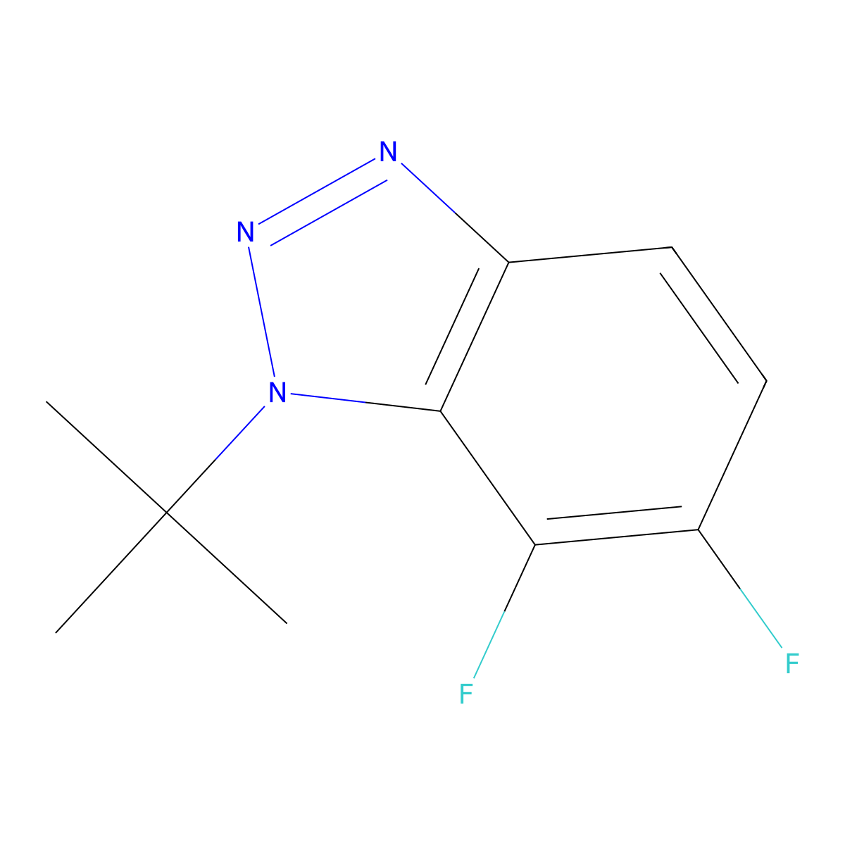 1-tert-Butyl-6,7-difluoro-1,2,3-benzotriazole molecular structure, CAS 1375068-83-9