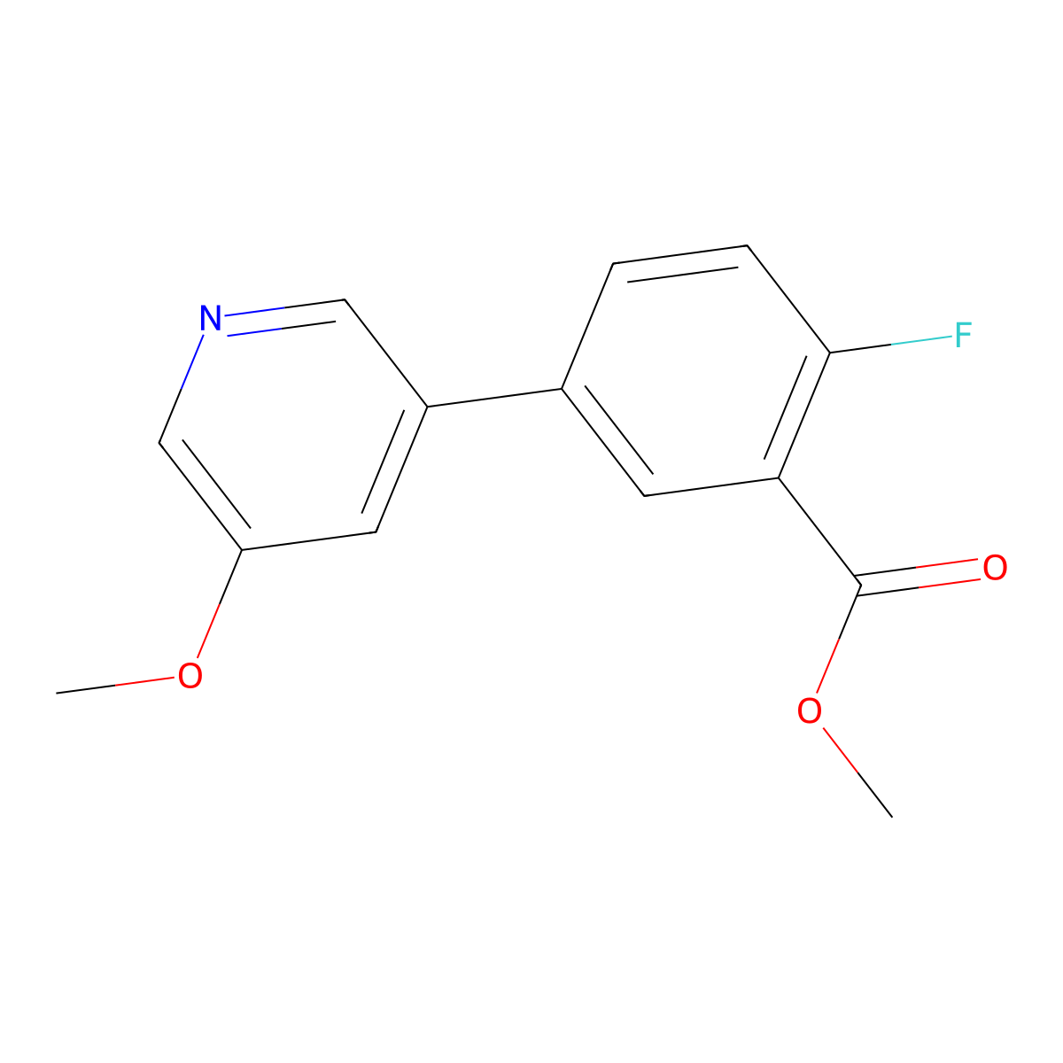 Methyl 2-fluoro-5-(5-methoxypyridin-3-yl)benzoate molecular structure, CAS 1375068-85-1