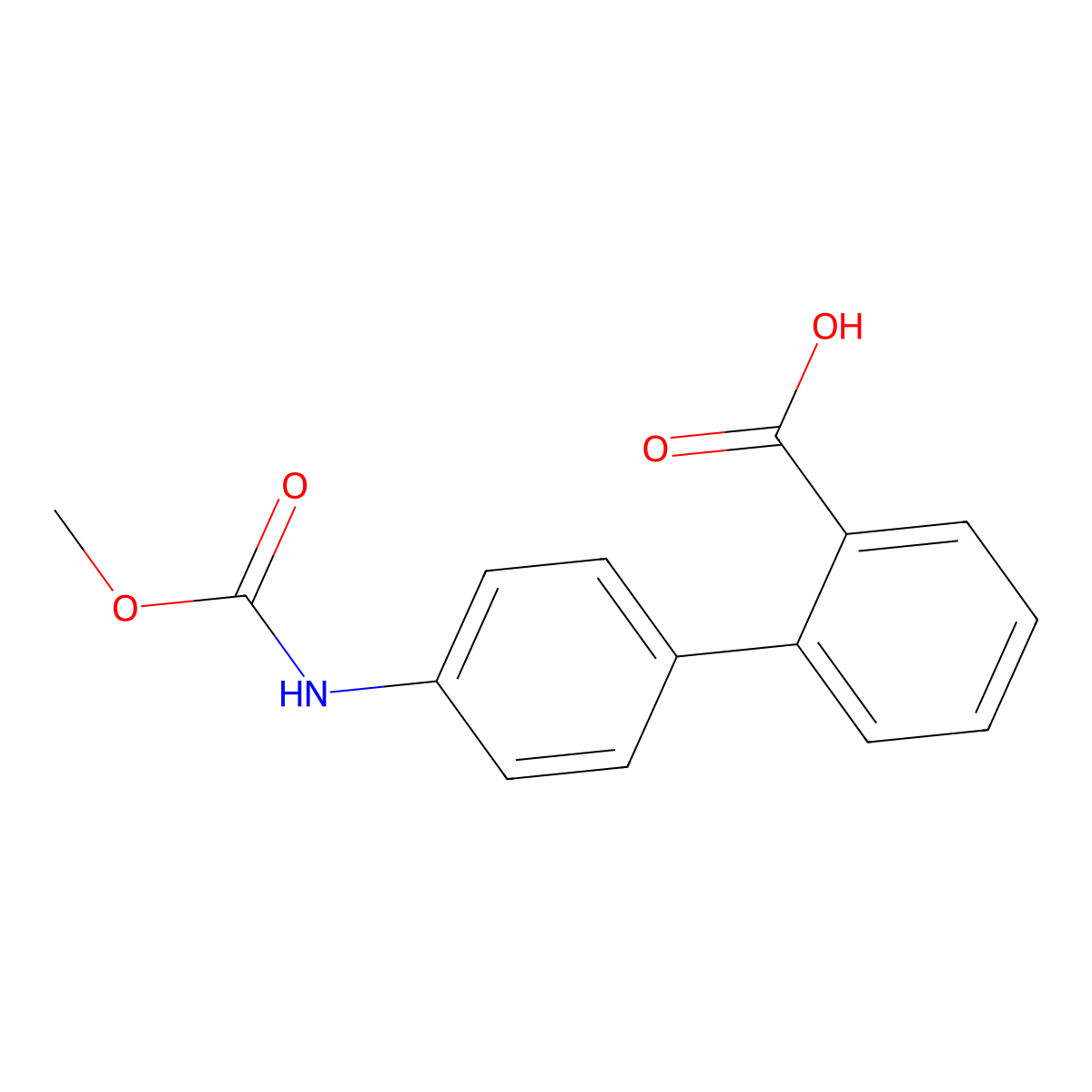 2-[4-[(Methoxycarbonylamino)phenyl]benzoic acid molecular structure, CAS 1375068-86-2