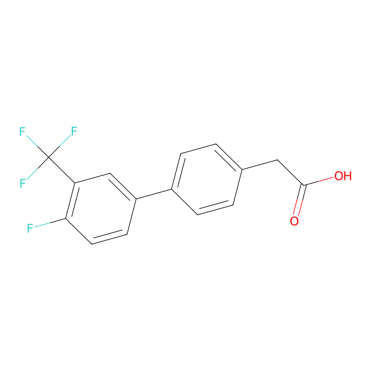 {4-[4-Fluoro-3-(trifluoromethyl)phenyl]phenyl}acetic acid molecular structure, CAS 1375068-91-9