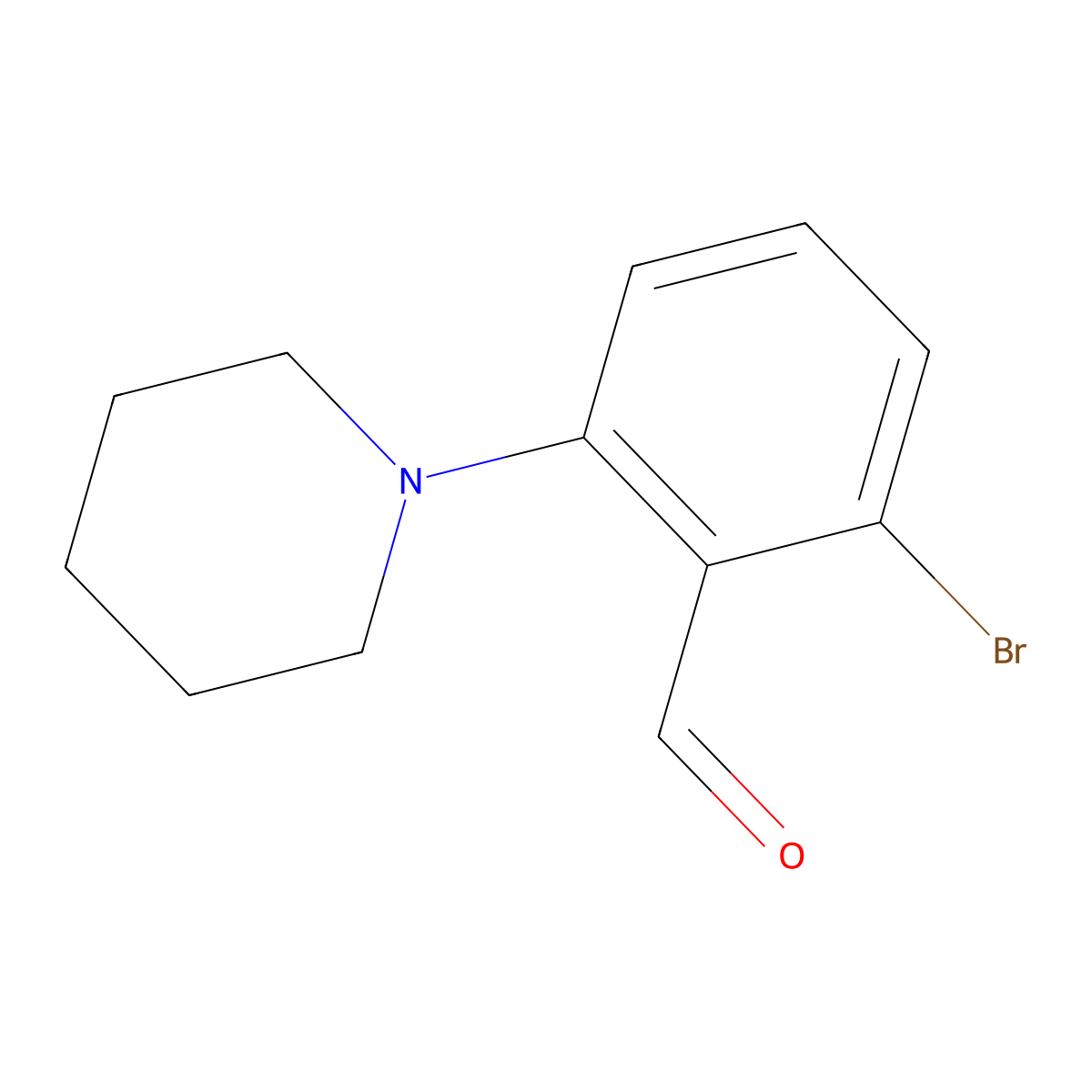 2-Bromo-6-(piperidin-1-yl)benzaldehyde molecular structure, CAS 1375068-93-1
