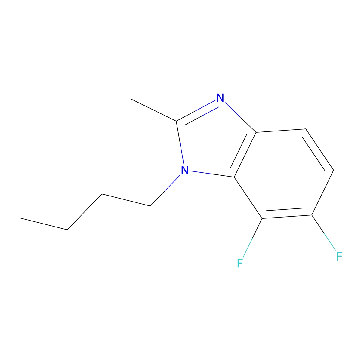1-Butyl-6,7-difluoro-2-methylbenzimiodazole molecular structure, CAS 1375069-00-3