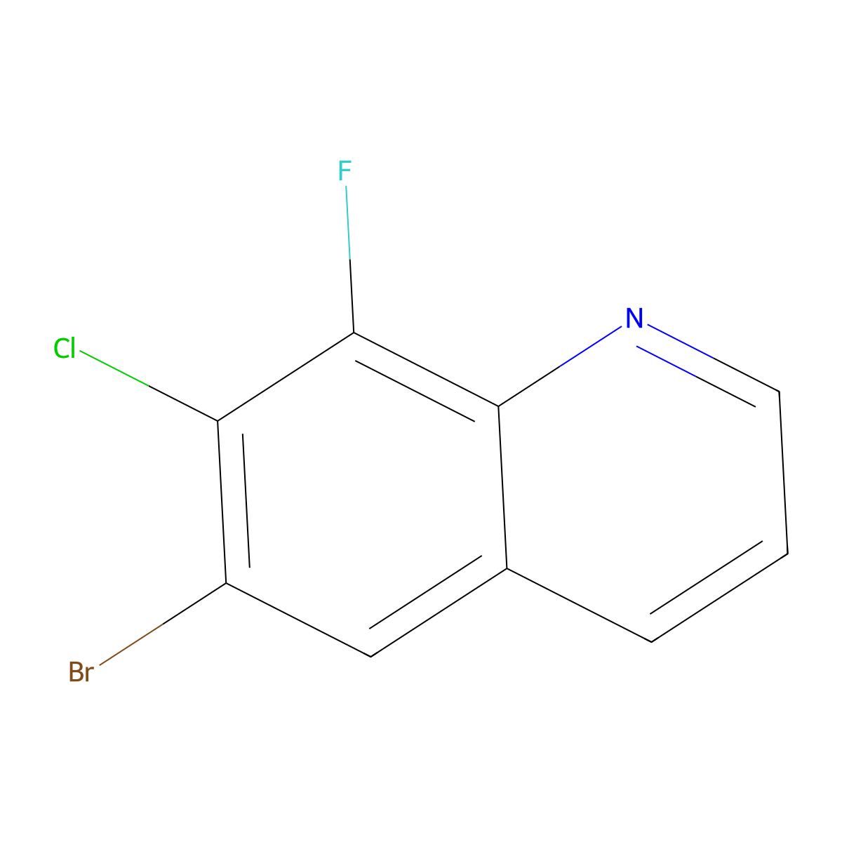 6-Bromo-7-chloro-8-fluoroquinoline molecular structure, CAS 1375069-04-7