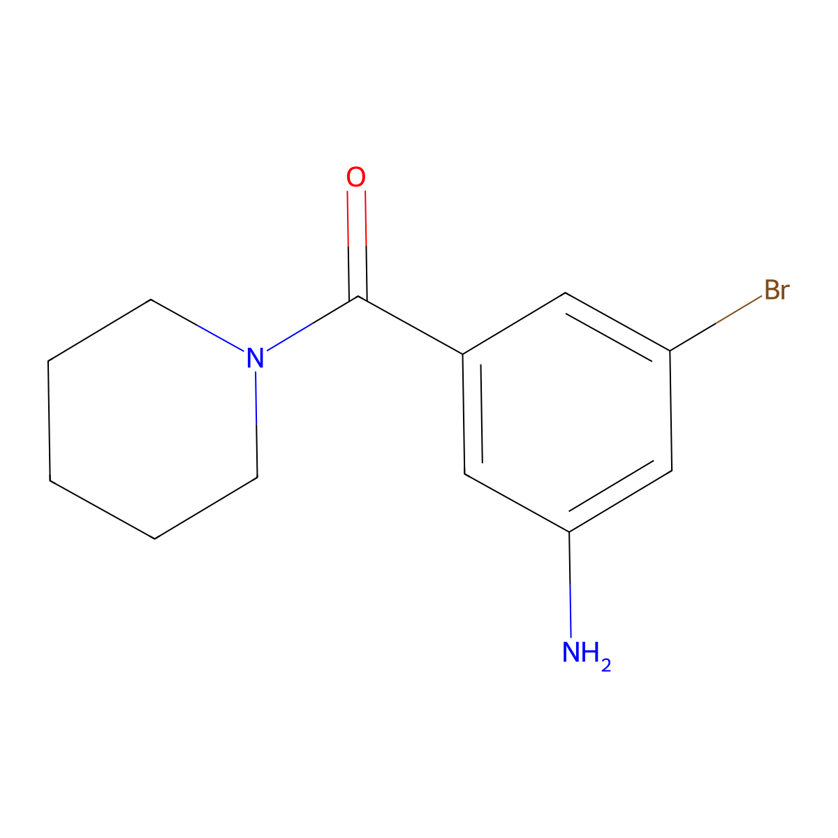 3-Bromo-5-[(piperidin-1-yl)carbonyl]aniline molecular structure, CAS 1375069-05-8