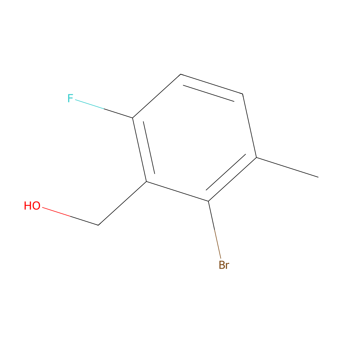 (2-Bromo-6-fluoro-3-methylphenyl)methanol molecular structure, CAS 1375069-06-9