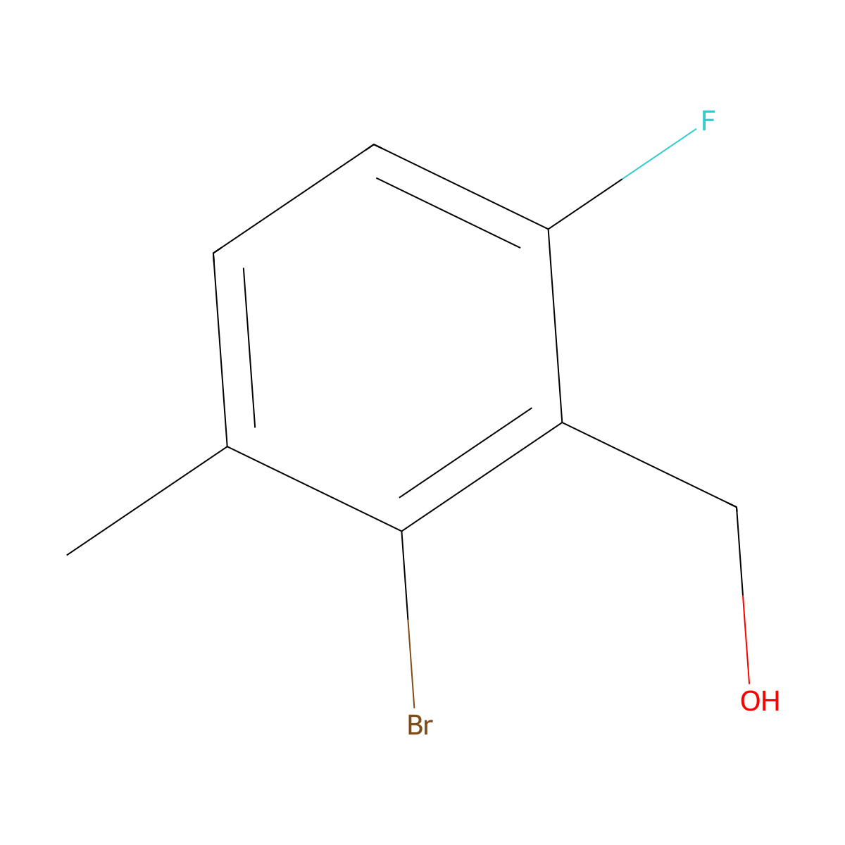 (2-Bromo-6-fluoro-3-methylphenyl)methanol molecular structure, CAS 1375069-06-9