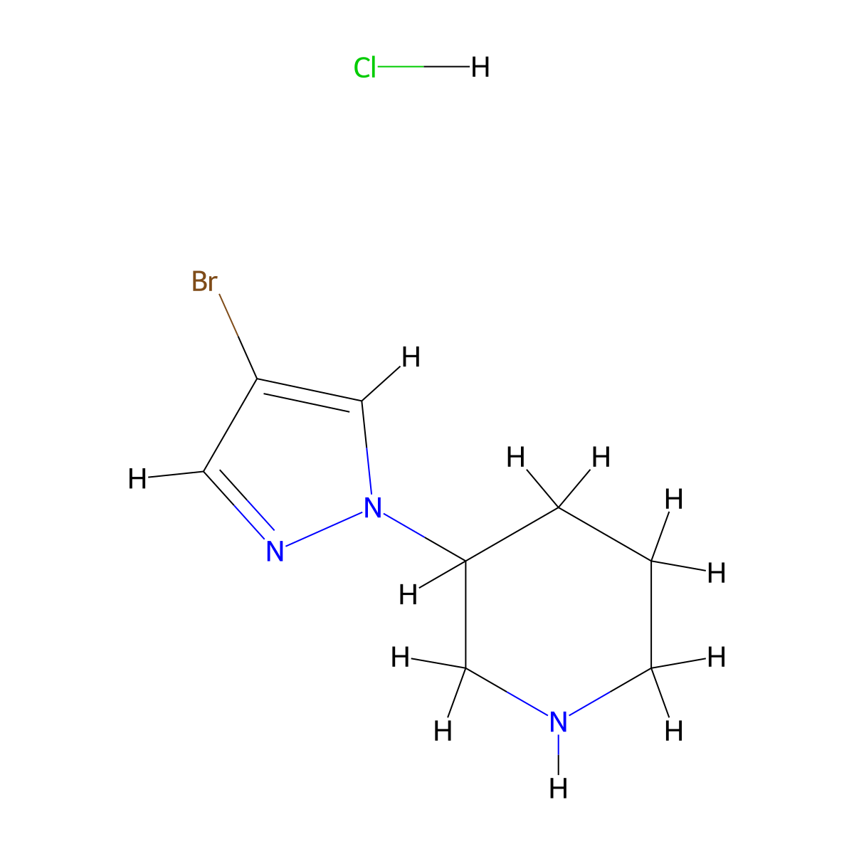 3-(4-Bromo-1H-pyrazol-1-yl)piperidine hydrochloride molecular structure, CAS 1375069-08-1