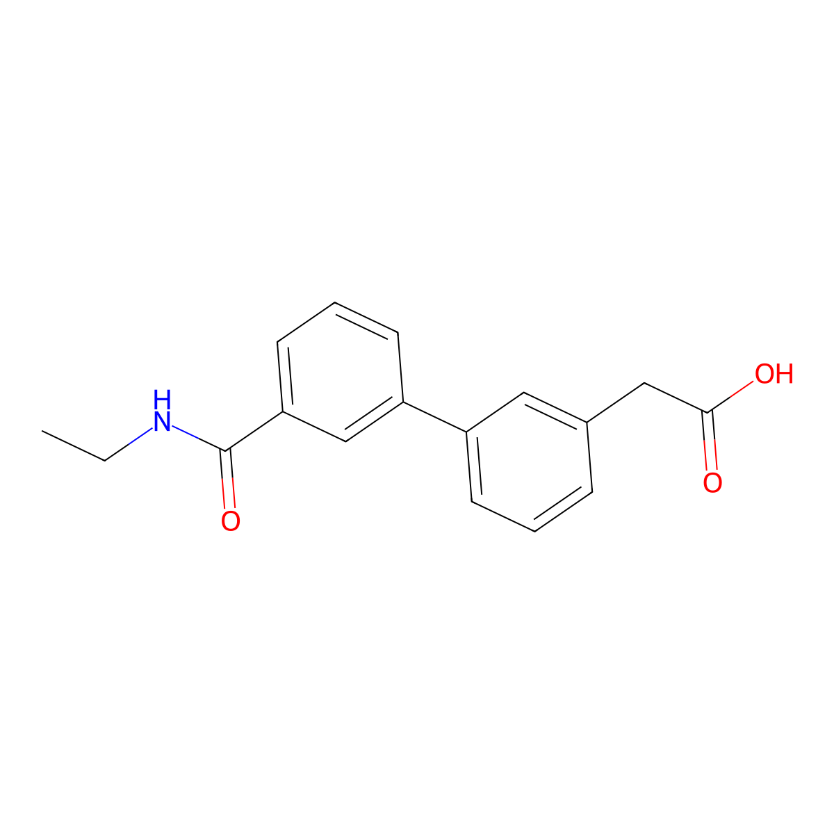 {3-[3-(Ethylcarbamoyl)phenyl]phenyl}acetic acid molecular structure, CAS 1375069-13-8
