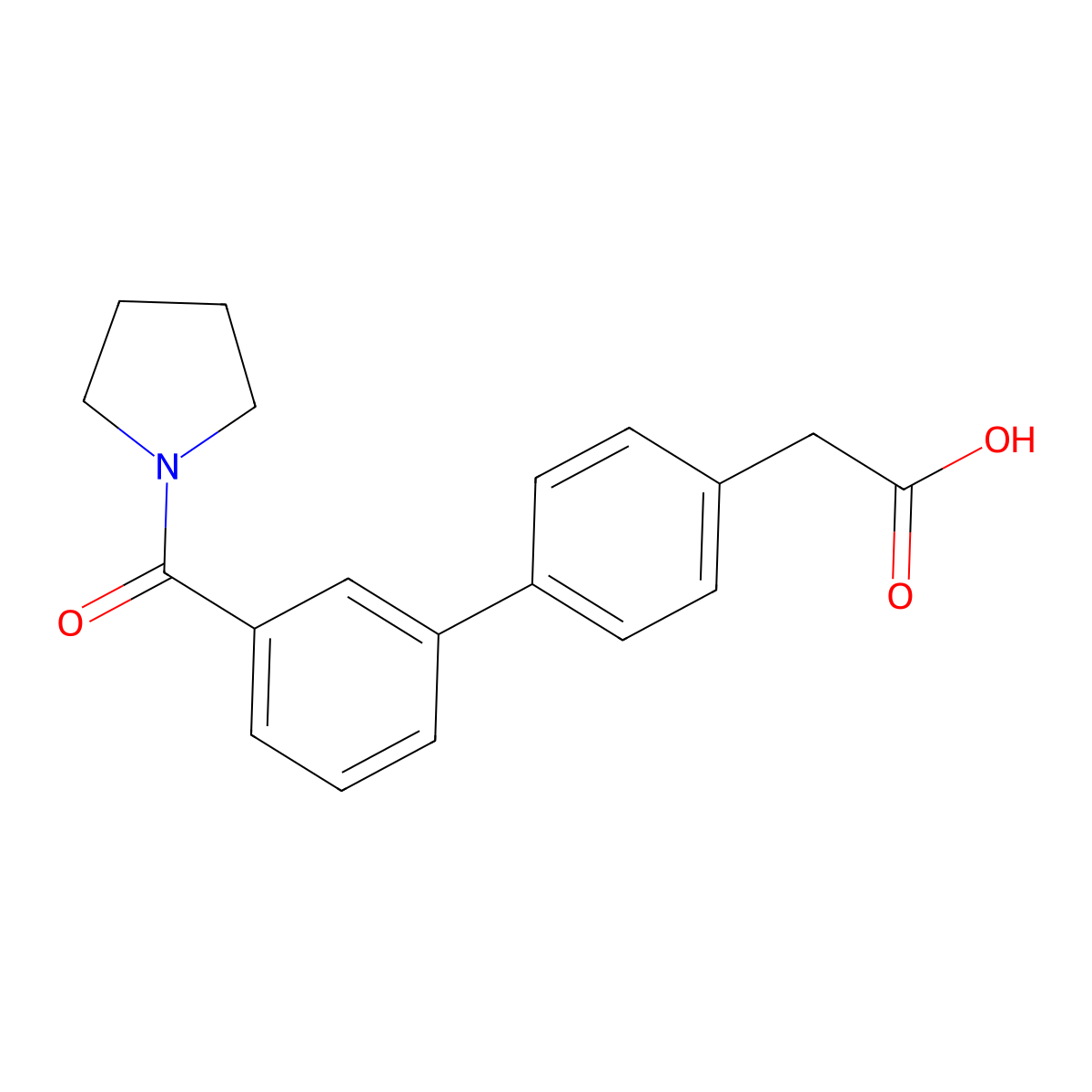 (4-{3-[(Pyrrolidin-1-yl)carbonyl]phenyl}phenyl)acetic acid molecular structure, CAS 1375069-18-3