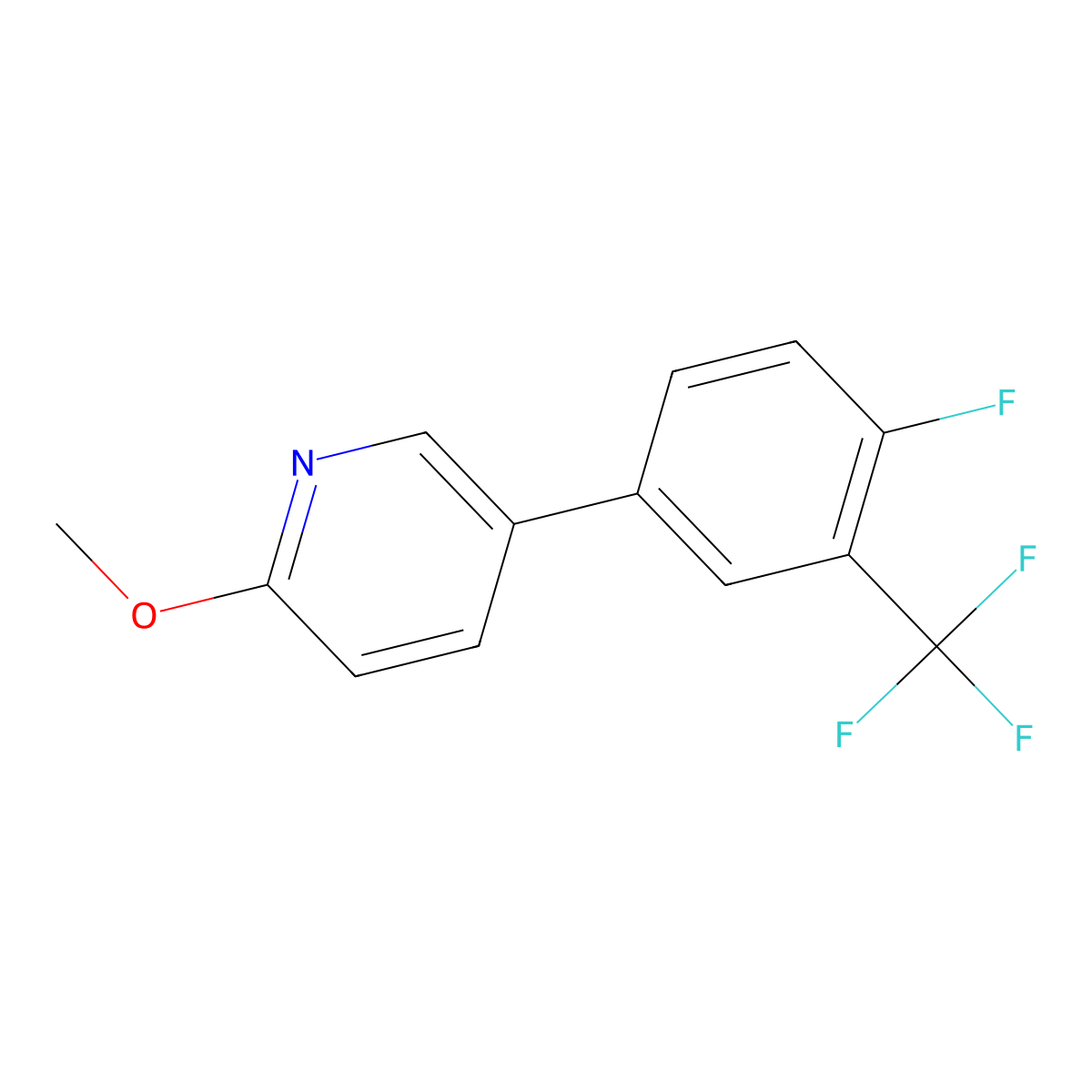5-[4-Fluoro-3-(trifluoromethyl)phenyl]-2-methoxypyridine molecular structure, CAS 1375069-20-7
