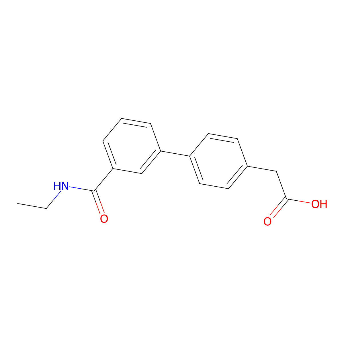 {4-[3-(Ethylcarbamoyl)phenyl]phenyl}acetic acid molecular structure, CAS 1375069-21-8
