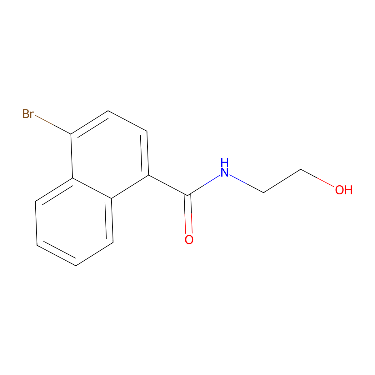 4-Bromo-N-(2-hydroxyethyl)naphthalene-1-carboxamide molecular structure, CAS 1375069-28-5