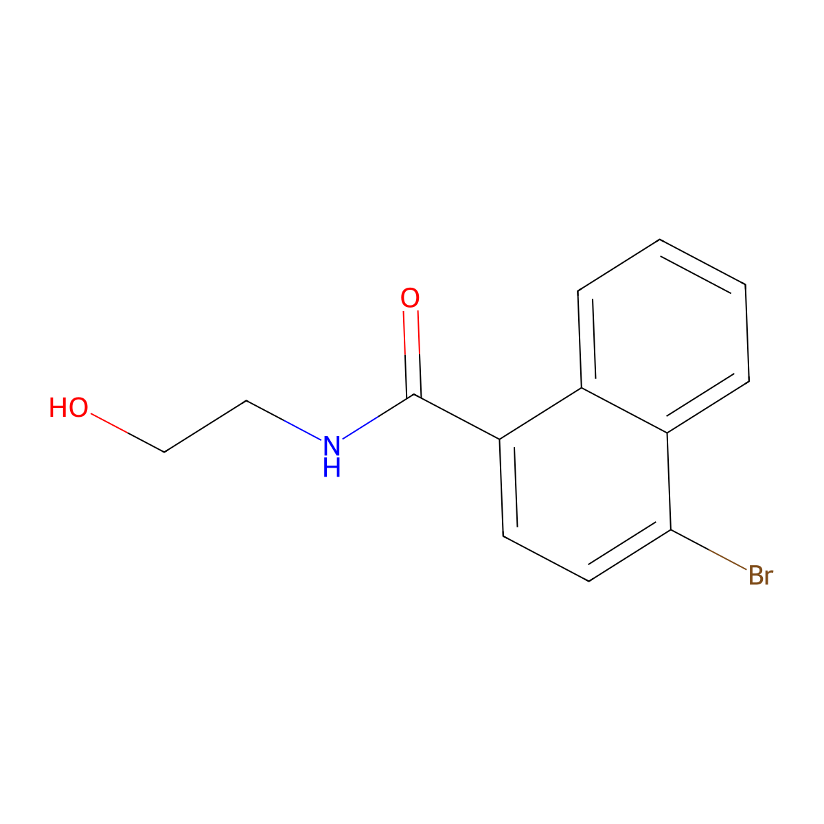 4-Bromo-N-(2-hydroxyethyl)naphthalene-1-carboxamide molecular structure, CAS 1375069-28-5