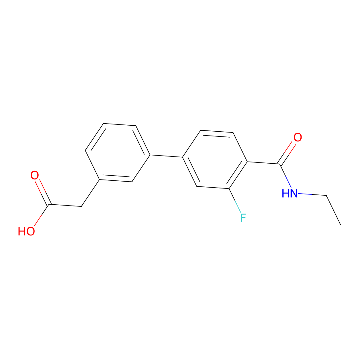 {3-[4-(Ethylcarbamoyl)-3-fluorophenyl]phenyl}acetic acid molecular structure, CAS 1375069-31-0