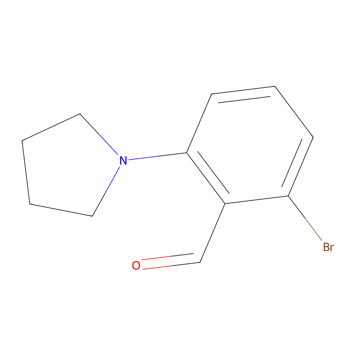 2-Bromo-6-(pyrrolidin-1-yl)benzaldehyde molecular structure, CAS 1375069-38-7