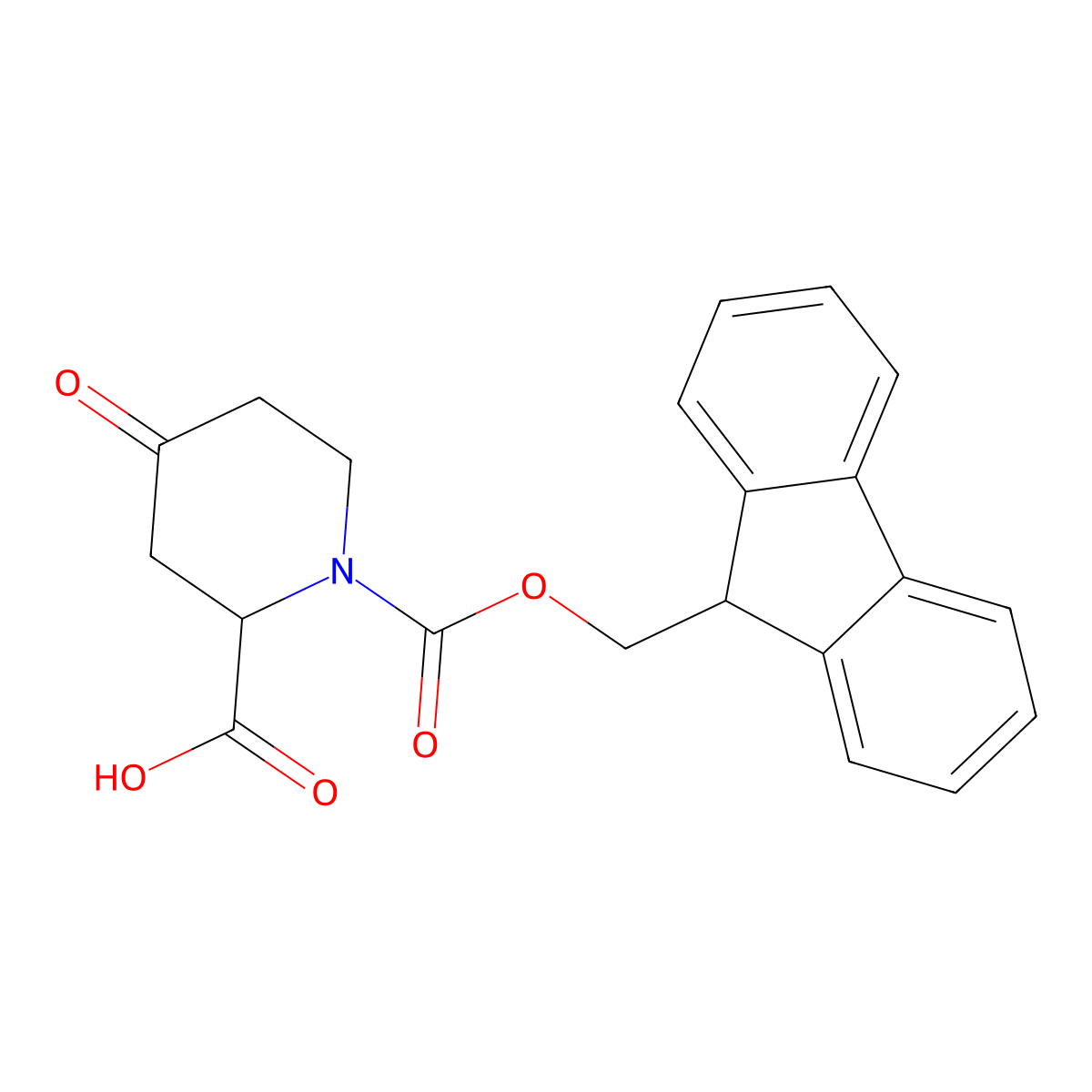 (R)-1-Fmoc-4-oxopiperidine-2-carboxylic acid molecular structure, CAS 1375078-38-8