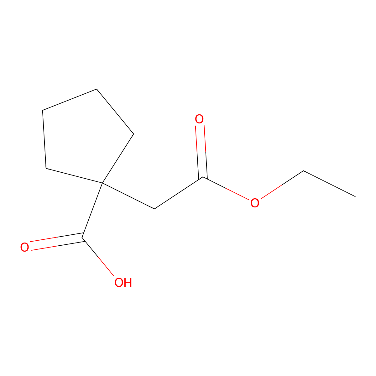 1-(2-Ethoxy-2-oxoethyl)cyclopentanecarboxylic acid molecular structure, CAS 1375080-28-6