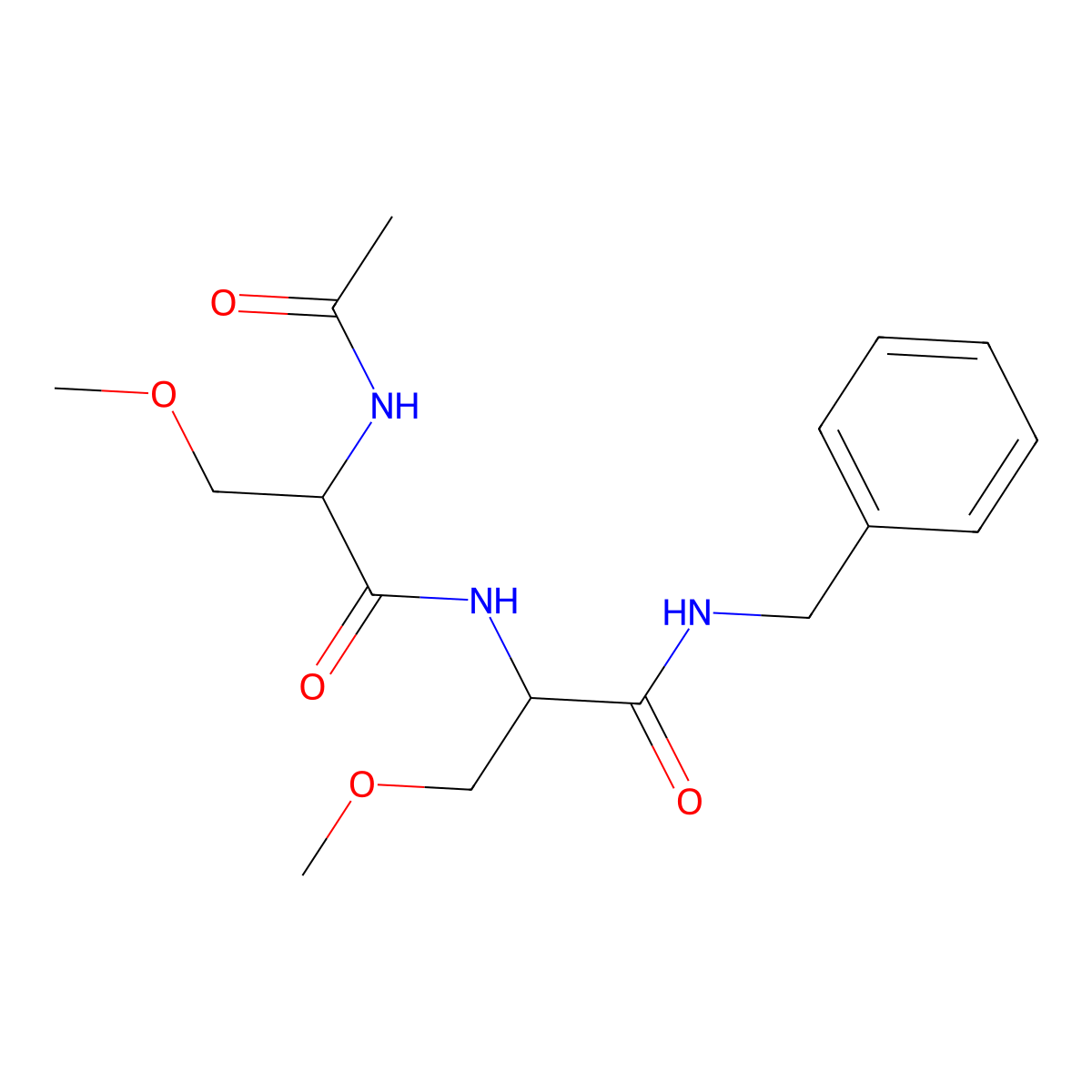 (S)-2-Acetamido-N-((S)-1-(benzylamino)-3-methoxy-1-oxopropan-2-yl)-3-methoxypropanamide molecular structure, CAS 1375090-19-9