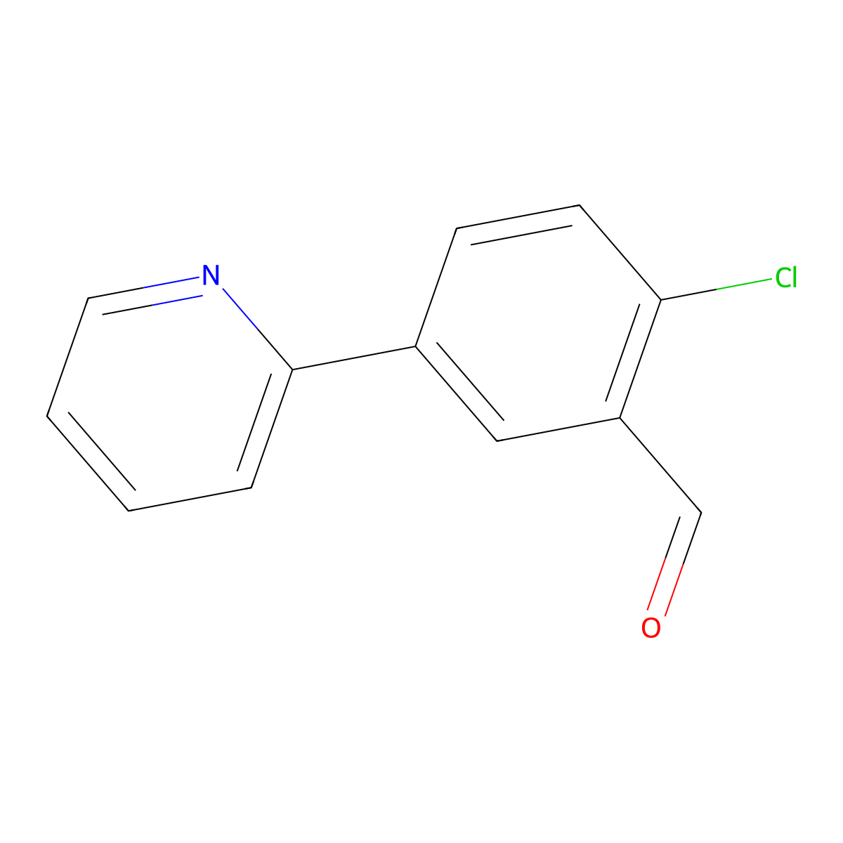2-Chloro-5-(pyridin-2-yl)benzaldehyde molecular structure, CAS 1375097-82-7