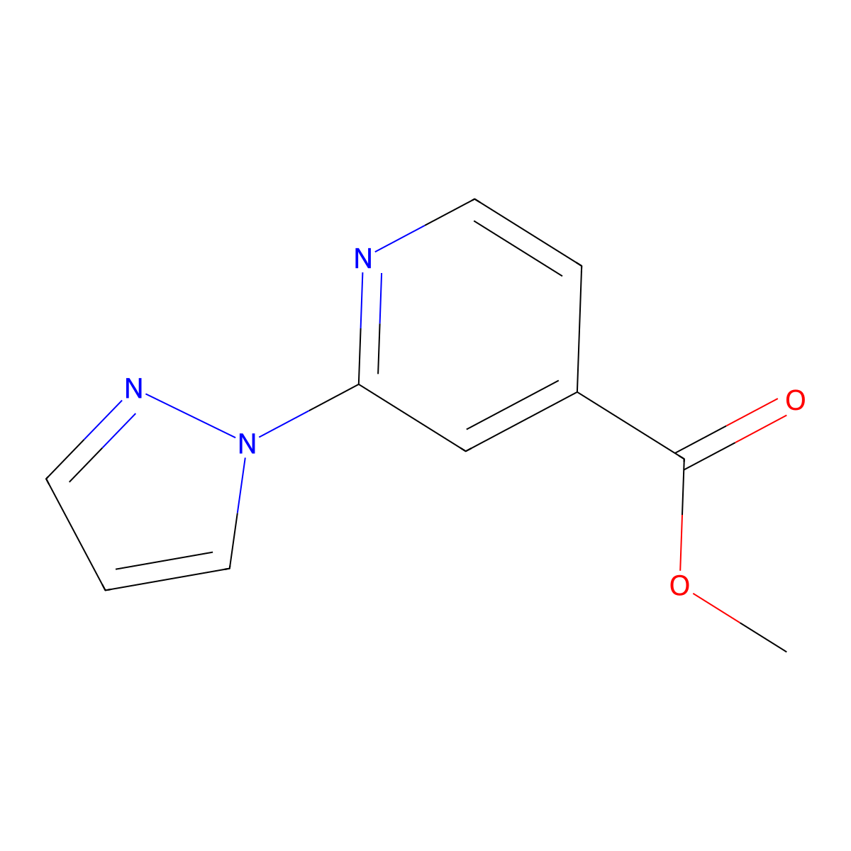 methyl 2-(1H-pyrazol-1-yl)pyridine-4-carboxylate molecular structure, CAS 1375097-94-1