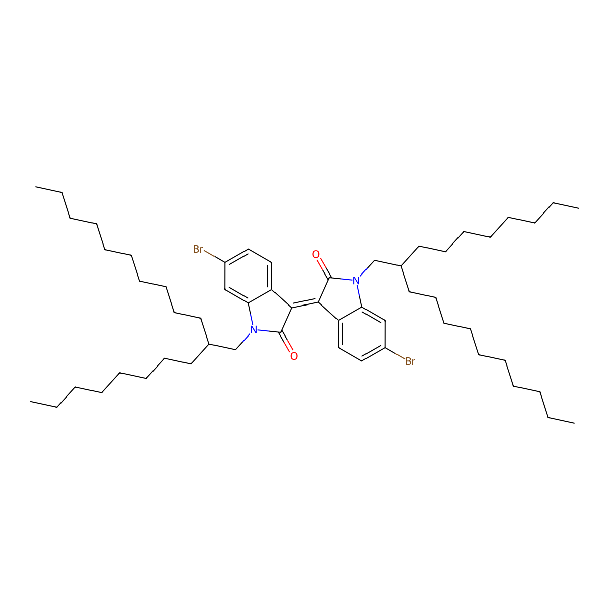 (E)-6-Bromo-3-(6-bromo-1-(2-octyldodecyl)-2-oxoindolin-3-ylidene)-1-(2-octyldodecyl)indolin-2-one molecular structure, CAS 1375101-06-6