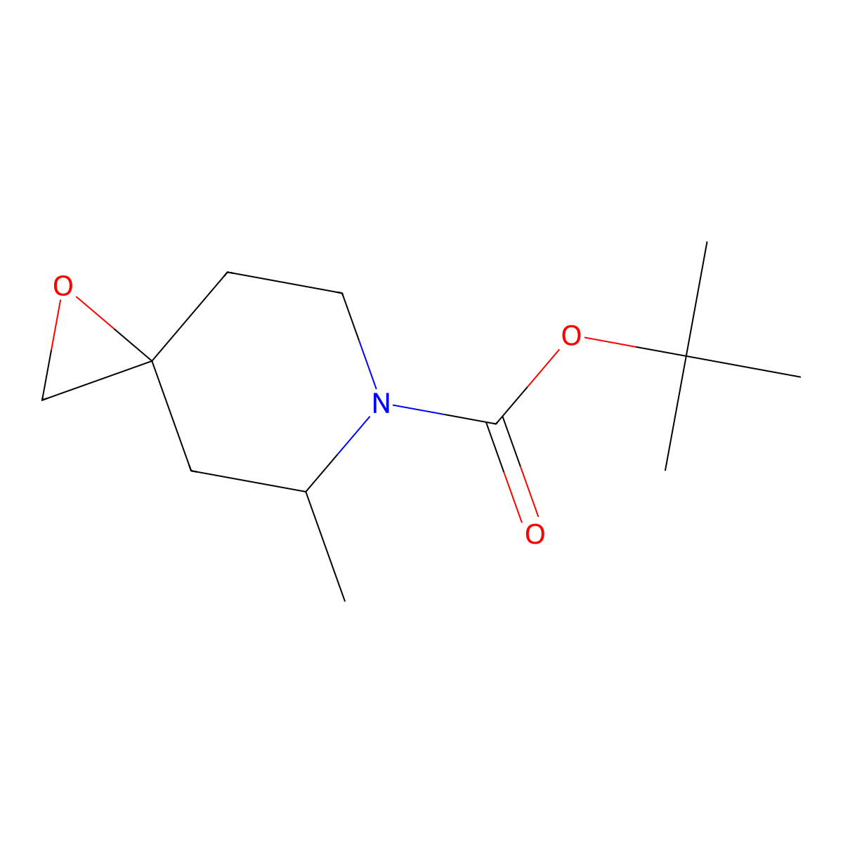 Tert-butyl 5-methyl-1-oxa-6-azaspiro[2.5]octane-6-carboxylate molecular structure, CAS 1375107-55-3