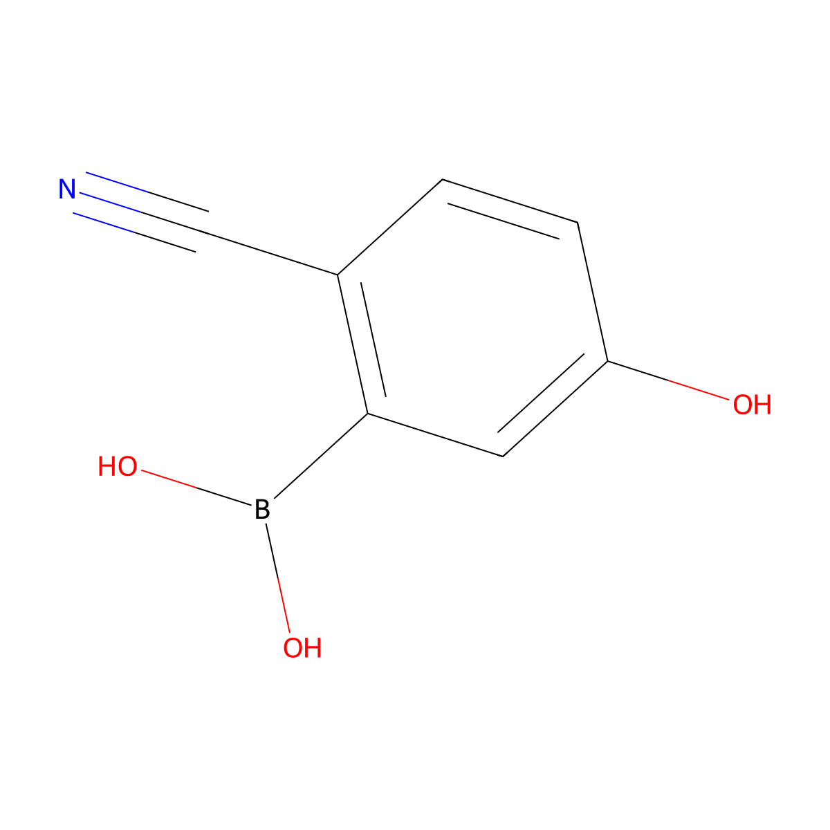2-Cyano-5-hydroxyphenylboronic acid molecular structure, CAS 1375112-06-3