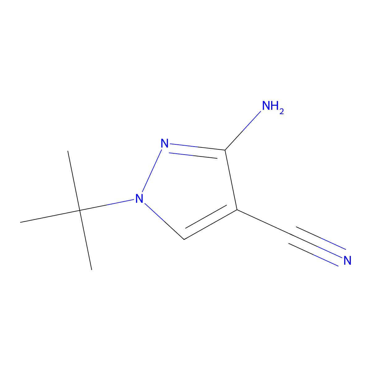 3-amino-1-tert-butyl-1H-pyrazole-4-carbonitrile molecular structure, CAS 1375161-32-2