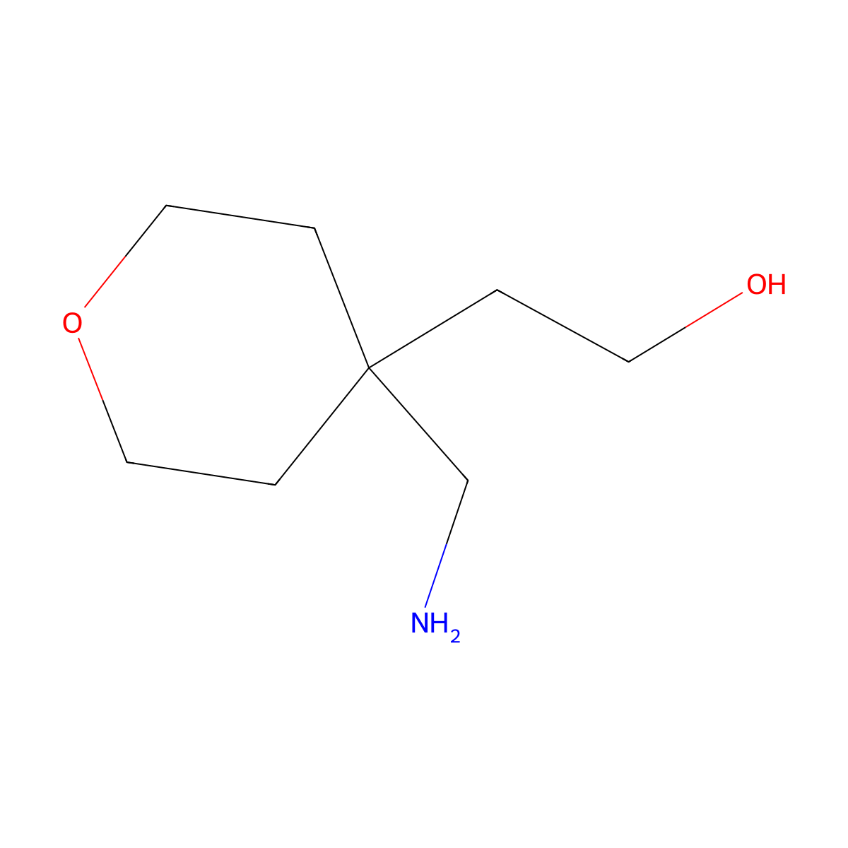 2-(4-(Aminomethyl)oxan-4-yl)ethan-1-ol molecular structure, CAS 1375163-51-1