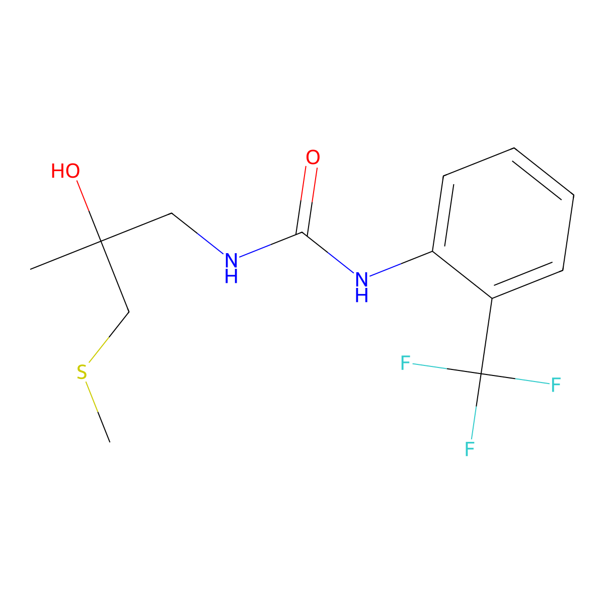3-[2-Hydroxy-2-methyl-3-(methylsulfanyl)propyl]-1-[2-(trifluoromethyl)phenyl]urea molecular structure, CAS 1375172-30-7