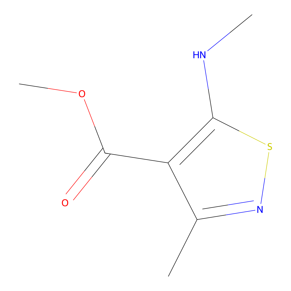 Methyl 3-methyl-5-(methylamino)-1,2-thiazole-4-carboxylate molecular structure, CAS 1375182-10-7